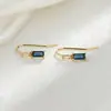 Brincos de Gancho com Zircônia Colorida Europeus e Americanos Transfronteiriços Geométricos Quadrados Verde Esmeralda Brincos de Diamante Quadrados Personalizados para Misturar e Combinar Empilhados