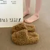 Pantuflas peludas de suela gruesa para mujer, para usar en exteriores, en casa y estilo perezoso, nuevas pantuflas tipo slip-on de algodón 2026