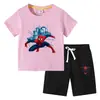 2026 Camiseta Infantil Masculina Verão Novo Estilo Manga Curta Roupa Infantil Estilo Coreano Algodão Calça Curta Feminina Conjunto de Duas Peças