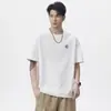 Camiseta Masculina de Seda de Gelo 240g Gola Redonda Verão Tendência Marca Bordada Manga Curta 2026 Nova Preta Manga Curta Atacado