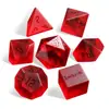 Directo de fábrica 7 juegos color cristal rojo granate mate convexo dados transparentes de múltiples caras para juego de mesa DND