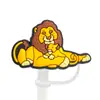 Tapa de Pajita de Dibujos Animados Lindo Rey León de 8-10MM Tapón de Pajita a Prueba de Polvo Cubierta Protectora para Pajita de Vidrio