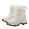 Botas de neve de cano alto 2026, botas de esqui impermeáveis, transfronteiriças, forradas com fleece para aquecimento, botas de inverno para exterior, modernas e versáteis, antiderrapantes e espessadas