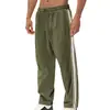 Pantalones deportivos casuales de pana a rayas de estilo americano para hombre, nuevos, de primavera-verano, transfronterizos, de corte holgado, con doble costura