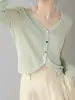 Ropa Hongmi/ Cárdigan fino de punto Tencel con cuello en V y manga larga para mujer, chaqueta de protección solar de verano
