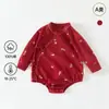 Macacão de Algodão Macio para Bebê Primavera e Outono Macacão Triângulo Elástico Manga Longa Roupa de Engatinhar Cor Sólida Camada Base Roupa de Peça Única para Bebês