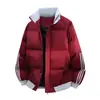 Chaqueta de Algodón con Cuello Alto para Hombre, Estilo Americano Casual Deportivo de Invierno con Tres Rayas, Ropa a Prueba de Frío, Ropa de Algodón Gruesa y Cálida para Pareja