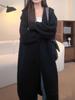 Otoño e Invierno Nuevo Cárdigan Suéter con Capucha para Mujer Largo Medio Estilo Lazy de Alto Nivel Manga Murciélago Abrigo Tejido Abrigo Engrosado