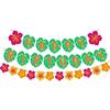 Decoração Folha de Palmeira Festa Luau Tropical Bandeira Puxa Flor Puxa Festa Havaiana Havaí Banner Feliz Aniversário