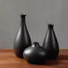 Jarrón Pequeño Negro Retro Zen Adornos Sala de Estar China Escritorio Cerámica Hidropónico Arreglo Floral Ramo de Flores Secas Decoración