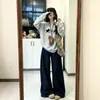Sudadera con Capucha de Manga Larga Blanca/Gris con Estampado de Letras, Estilo Coreano, Ambiente Otoño/Invierno para Mujer, Nuevo Diseño 2026, Versátil
