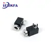 Soquete Fêmea PJ-210B com Cabeça de Cobre Metálico, Contatos de Mola Expostos de 5,0 mm, Conector de Fone de Ouvido de 2,5 mm, Interface de Áudio de 3 Pinos Horizontal com Cabeça Grande