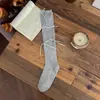 Meias Shoe Shang Algodão Estilo Ballet Femininas Primavera e Outono Agulha Dupla Laço Meias para Panturrilha Pequena Menina Lolita Outono e Inverno Meias Longas de Algodão