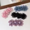 Nuevo Accesorio para el Cabello con Flor de Seda en la Parte Superior, Pasador Estilo Coreano para la Parte Trasera de la Cabeza, Accesorio para el Cabello con Pinza de Resorte, Pasador de Presión para el Cabello para Mujeres, Versión Coreana