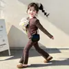 Conjunto de dos piezas estilo coreano para niña con estampado de leopardo, primavera y otoño 2026, elegante, elástico, cómodo, para salir