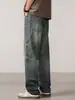 Ropa de Hombre Fengshe / Nuevo de Primavera Retro Americano Holgado Streetwear Pantalones de Pierna Ancha Jeans para Hombre Pantalones Rectos
