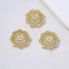 Florero de Girasol Chapado en Oro de 18 Quilates con Circonita Color Dorado-Conservante Microincrustado con Circonita Portaflores Grande Accesorios para Joyería Hecha a Mano DIY
