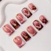 Processamento Personalizado de Unhas Postiças Transfronteiriças para Exportação, Arte de Unhas 3D Embutida Longa Pura Feita à Mão, Adesivos de Unhas Postiças Estilo Europeu e Americano