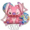 Animación Transfronteriza Lilo y Stitch Stitch Rosa Set de Globos de Película de Aluminio Arreglo de Cumpleaños Globo de Dibujos Animados Papel Día de Año Nuevo