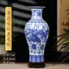 Vaso de Cerâmica Chinês Retrô com Padrão de Dragão Porcelana Azul e Branca de Jingdezhen Arranjo de Flores Estilo Chinês Novo Decoração para Sala de Estar Casa Ornamentos