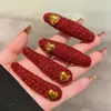Grampo de Cabelo Vermelho com Design de Coração e Letra Dourada para Atmosfera de Ano Novo, Grampo de Franja de Alta Qualidade, Penteadeira para Cabelos Soltos