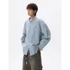 Elegante Camisa Retro de Cuadros Azules para Hombre, Camisa de Manga Larga de Verano Holgada de Marca de Moda, Ropa para Hombre con Diseño de Nicho