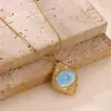 Collar Retro de Acero Inoxidable Francés Popular Europeo y Americano Geométrico con Colgante de Acero de Titanio con Goteo de Aceite para Mujer Envío Directo