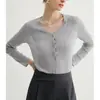 Mai* Cardigan Fresco de Verão Cinza Suéter de Tricô Feminino Novo Verão 2026 Top Estiloso
