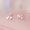 Pendientes de Plata Pura S999 Lazo de Princesa con Pendiente Recto Pendientes de Rosca Dulces Elegantes Elegantes Suaves Pendientes Colgantes Dropshipping
