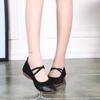 Zapatos de Baile Cuadrado para Mujer, Zapatos de Baile para Adulto con Suela Blanda, Zapatos de Baile de Tacón Bajo para Mediana Edad y Ancianos para las Cuatro Estaciones, Zapatos de Baile de Lona Roja, Nuevo Estilo