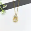 Accesorios para Mujer Cobre Microincrustado Circonita Simple Acero Inoxidable Collar Lujo Ligero Moderno Nicho Joyería para Clavícula Geométrica Moda Ol