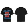 Saint Vintage Streetwear Americano Camiseta Holgada Vtg de Manga Corta para Hombre Camiseta Estampada Letra Retrato Camiseta Street