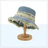 Sombrero de Ala de Pelo Lavable al Agua Estilo Coreano para Mujer Sombrero de Pescador Desgastado Sombrero de Cubeta Vintage Lavado de Mezclilla Sombrero de Sol Antiguo con Degradado de Moda