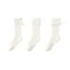 Calcetines lisos para niñas con borde de encaje, calcetines de malla de altura media, calcetines de princesa ultra delgados para pantorrilla con cinta blanca pura