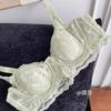 Reino Secreto del Jardín ~ Encaje Jacquard de Puro Deseo Francés Ropa Interior Sexy para Mujer Ultra-delgada Pecho Grande Pequeño Sujetador Anti-flacidez