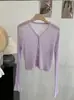 Cardigan de Punto Fino Semi-Transparente con Cuello en V, Botones de Perla de una Sola Fila, Color Sólido, Manga Larga, Protector Solar para Mujer 6922