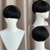 Venda Quente na Amazon Peruca Masculina Corte Cogumelo Estilo Europeu e Americano Cabelo Curto Fibra de Alta Temperatura Peruca Completa Em Estoque Atacado