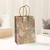 Nuevas Bolsas de Papel Kraft Florales con Impresión Exquisita, Bolsas de Regalo, Bolsas para Empaquetar Dulces de Fiesta Navideña al por Mayor