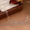 Pulseira Geométrica de Prata Esterlina 925 de Camada Dupla para Mulheres Novo Estilo 2026 Pulseira Elegante de Nicho de Alto Padrão Joias da Moda