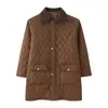 Pb&Za Comércio Exterior Roupas Femininas Jaqueta de Algodão Matelassê Diamante Quatro Cores com Gola de Veludo Cotelê Jaqueta Matelassê Diamante de Alta Densidade Casaco de Algodão