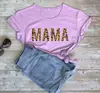 Camiseta de manga corta para mujer con estampado de leopardo, letra MAMA, Día de la Madre, popular en la calle europea y americana