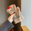 Luvas de Tricô de Inverno Fofas de Boneco de Neve para Mulheres com Tela Sensível ao Toque Espessadas Quentes para Ciclismo Cinco Dedos à Prova de Vento e Frio