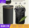 Papelera de Reciclaje de Botellas de Tejido de Bambú Almacenamiento en Casa Portabotellas Semicircular con Tapa Bolsa Interior para Ropa Sucia