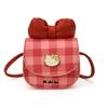 2025 Nova Bolsa Infantil de Outono Pu Ombro Transversal Mini Bolsa Xadrez Laço Bolsa Batom Bolsa Decoração de Foto