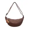Bolsa Transversal Simples de Meia-Lua para o Início do Outono Alça de Ombro Ajustável Acessórios com Pingentes Grande Capacidade Macia Bolsa de Ombro Único para o Dia a Dia
