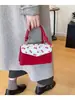 Bolso de Hombro Cruzado de Moda Tendencia Estilo Coreano con Estampado de Fresas y Patchwork, Gran Capacidad, Elegante, Bolso Pequeño Cuadrado para Mujer