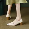 Primer Encuentro Temporada Brisa Nocturna Suave Zapatos de Tacón Alto Slip-On Cuadrados Retro con Lazo Grueso Mocasines para Mujer