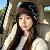 2026 Nuevo Gorro de Punto Jacquard Vintage Estilo Coreano Ins para Mujer, Gorro Cálido de Otoño e Invierno, Gorro Envolvente para Adelgazar la Cara