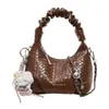 Bolso de hombro para mujer con dulce patrón tejido, nuevo estilo 2026 bolso de cadena plisada, bolso nube, bolso cruzado casual de verano