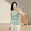 Camisola de Punto de Seda de Morera y Lana con Cuello en V para Mujer, Nuevo Estilo de Verano, Alta Elasticidad, Top Interior de Corte Ajustado